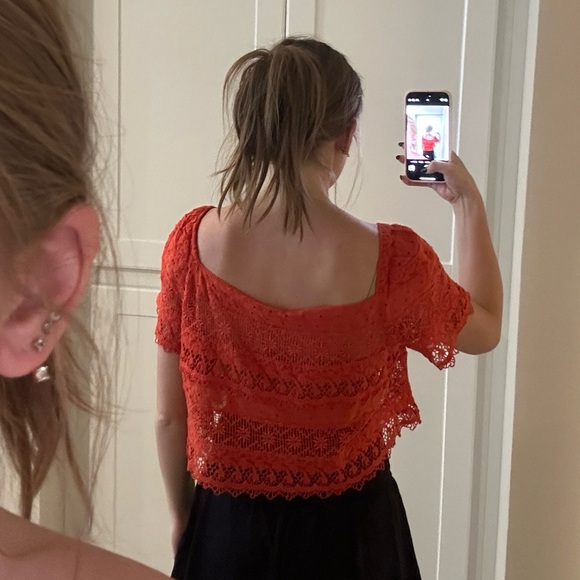 Orange Lace Free People Top - Picture 3 of 6